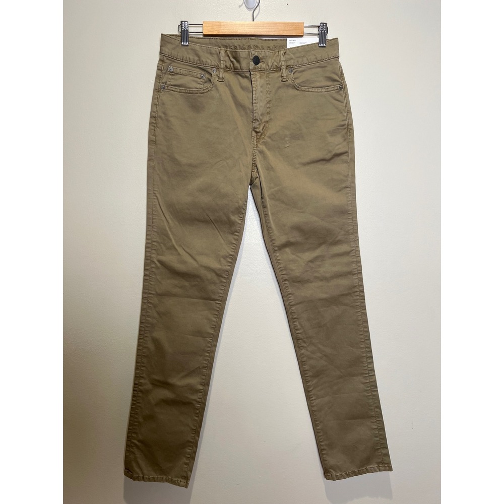 NWT American Eagle Soft Twill Pants Mens 31x34 Khaki Slim Straight Stretch Chino